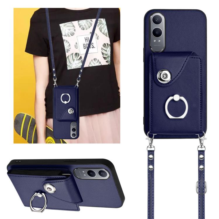Organ Card Bag Ring Holder Phone Case with Long Lanyard, For OnePlus Nord CE4 Lite 5G, For OnePlus Nord CE4, For OnePlus Nord CE 3 Lite