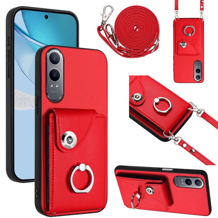 Organ Card Bag Ring Holder Phone Case with Long Lanyard, For OnePlus Nord CE4 Lite 5G, For OnePlus Nord CE4, For OnePlus Nord CE 3 Lite