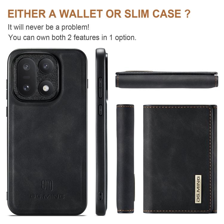 DG.MING M1 Series 3-Fold Multi Card Wallet + Magnetic Phone Case, For OnePlus 15, For OnePlus 12