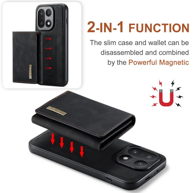 DG.MING M1 Series 3-Fold Multi Card Wallet + Magnetic Phone Case, For OnePlus 15, For OnePlus 12