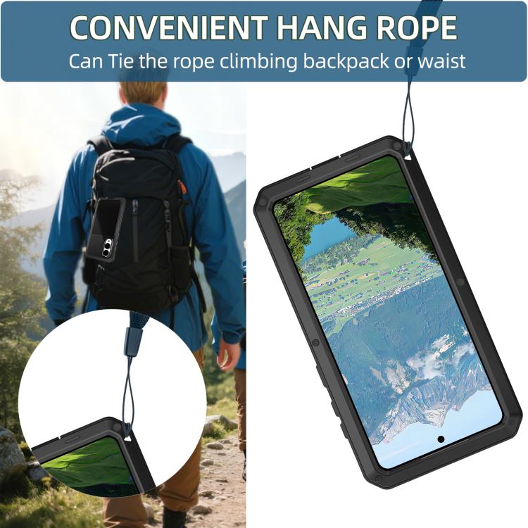Shockproof Life Waterproof Silicone + Zinc Alloy Phone Case, For Samsung Galaxy S25 Edge 5G, For Samsung Galaxy S25 5G, For Samsung Galaxy S25+ 5G, For Samsung Galaxy S25 Ultra 5G, For Samsung Galaxy S24 Ultra 5G, For Samsung Galaxy S24+ 5G            ...
