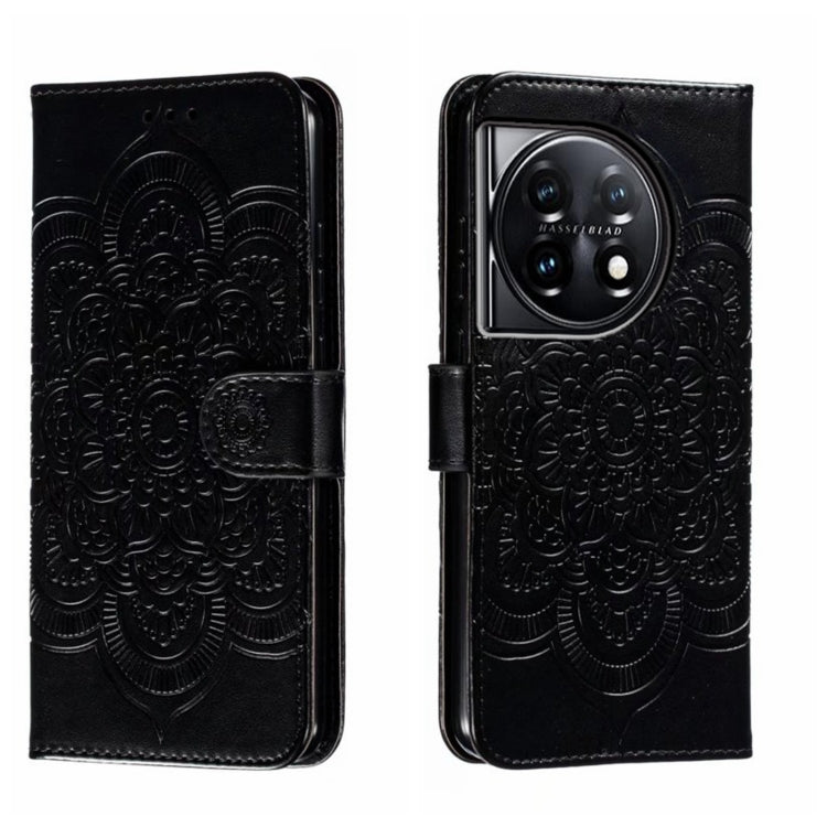 Sun Mandala Embossing Pattern Phone Leather Case, For OnePlus 12, For OnePlus Ace 2V, For OnePlus 11