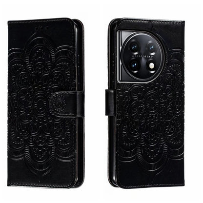 Sun Mandala Embossing Pattern Phone Leather Case, For OnePlus 12, For OnePlus Ace 2V, For OnePlus 11