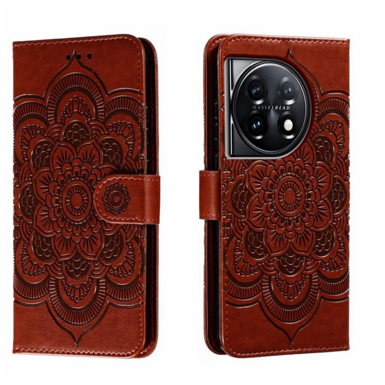 Sun Mandala Embossing Pattern Phone Leather Case, For OnePlus 12, For OnePlus Ace 2V, For OnePlus 11