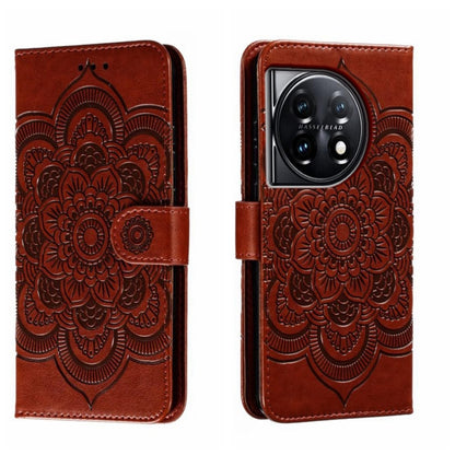 Sun Mandala Embossing Pattern Phone Leather Case, For OnePlus 12, For OnePlus Ace 2V, For OnePlus 11