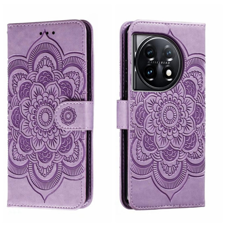 Sun Mandala Embossing Pattern Phone Leather Case, For OnePlus 12, For OnePlus Ace 2V, For OnePlus 11