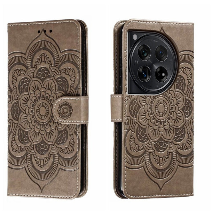 Sun Mandala Embossing Pattern Phone Leather Case, For OnePlus 12, For OnePlus Ace 2V, For OnePlus 11