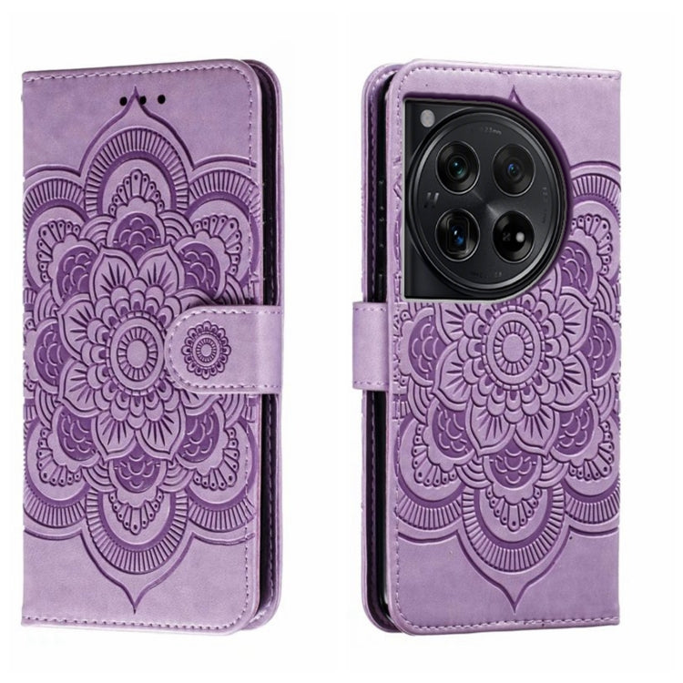 Sun Mandala Embossing Pattern Phone Leather Case, For OnePlus 12, For OnePlus Ace 2V, For OnePlus 11