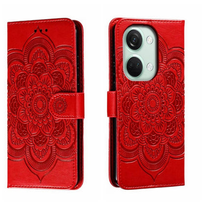 Sun Mandala Embossing Pattern Phone Leather Case, For OnePlus 12, For OnePlus Ace 2V, For OnePlus 11