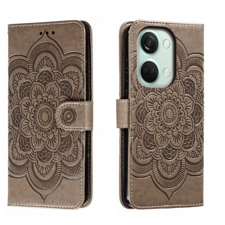 Sun Mandala Embossing Pattern Phone Leather Case, For OnePlus 12, For OnePlus Ace 2V, For OnePlus 11