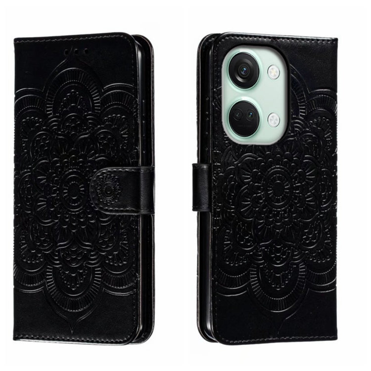 Sun Mandala Embossing Pattern Phone Leather Case, For OnePlus 12, For OnePlus Ace 2V, For OnePlus 11