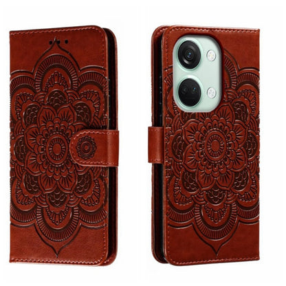 Sun Mandala Embossing Pattern Phone Leather Case, For OnePlus 12, For OnePlus Ace 2V, For OnePlus 11