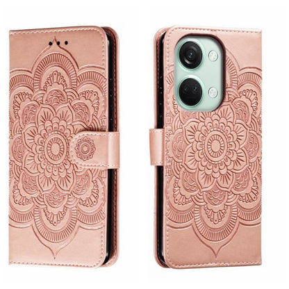 Sun Mandala Embossing Pattern Phone Leather Case, For OnePlus 12, For OnePlus Ace 2V, For OnePlus 11