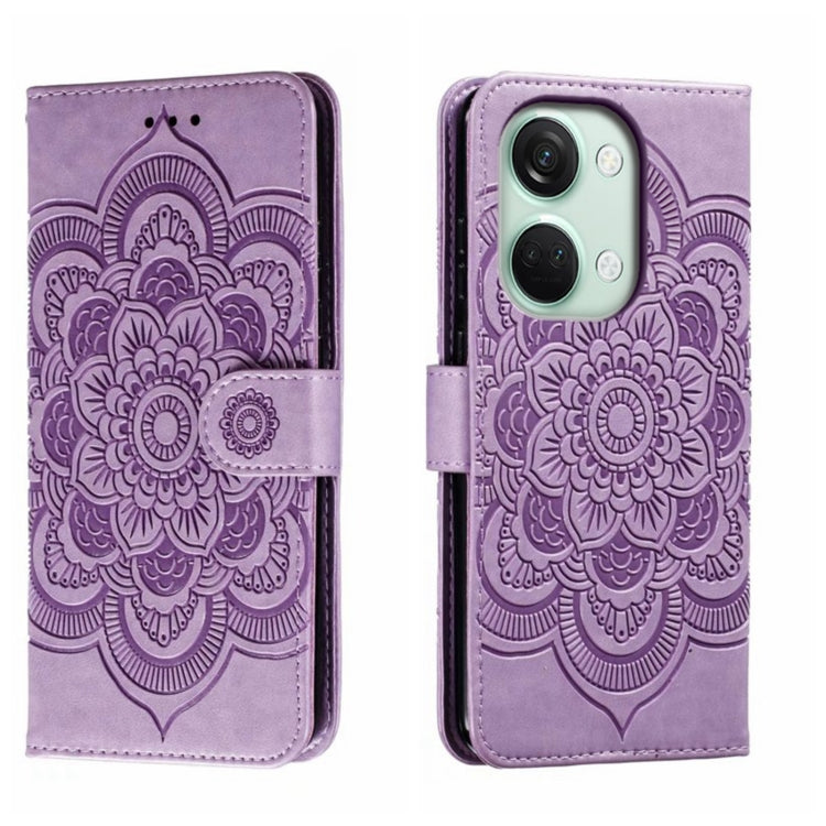 Sun Mandala Embossing Pattern Phone Leather Case, For OnePlus 12, For OnePlus Ace 2V, For OnePlus 11
