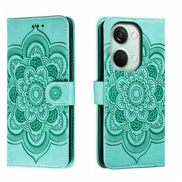 Sun Mandala Embossing Pattern Phone Leather Case, For OnePlus 12, For OnePlus Ace 2V, For OnePlus 11