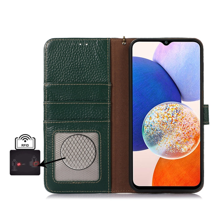Genuine Leather Litchi Texture RFID Leather Phone Case, For OnePlus Nord CE4 5G / K12 5G