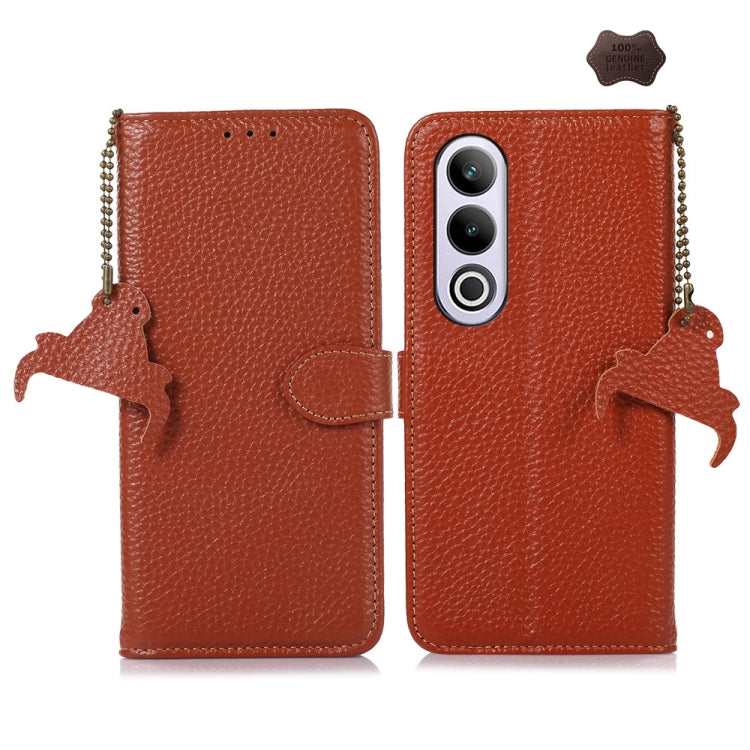 Genuine Leather Litchi Texture RFID Leather Phone Case, For OnePlus Nord CE4 5G / K12 5G