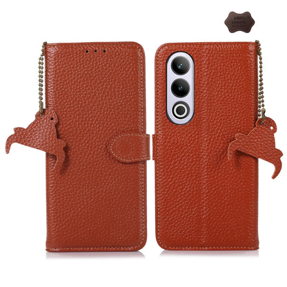 Genuine Leather Litchi Texture RFID Leather Phone Case, For OnePlus Nord CE4 5G / K12 5G