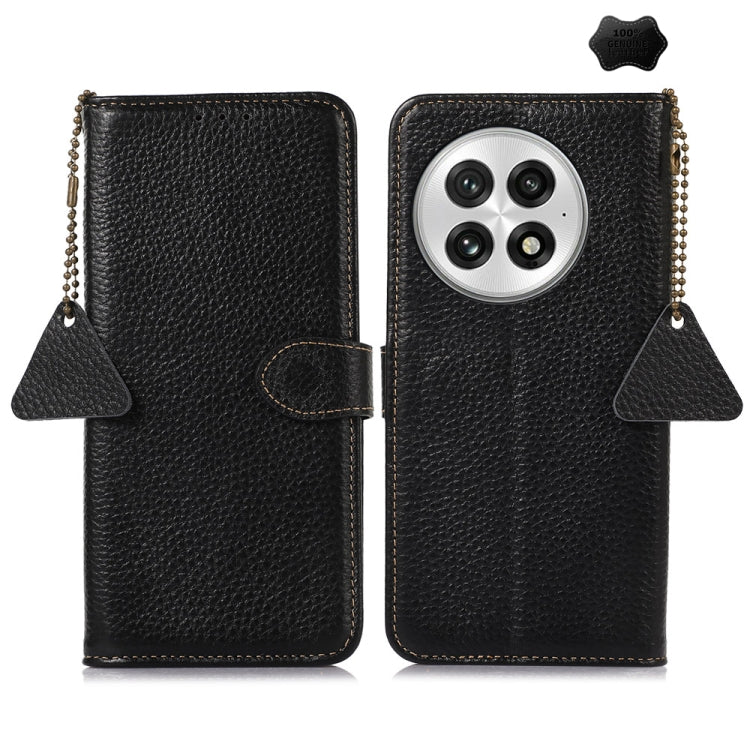 Genuine Leather Litchi Texture RFID Leather Phone Case, For OnePlus Ace 6 Ultra, For OnePlus 15T, For OnePlus 15R 5G/Ace 6/Ace 6T 5G, For OnePlus 15, For OnePlus Ace 5 / 13R 5G, For OnePlus 13