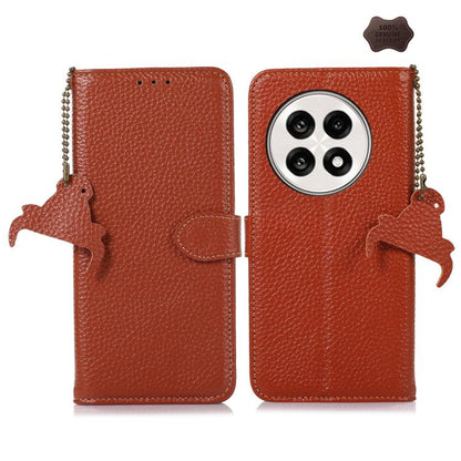 Genuine Leather Litchi Texture RFID Leather Phone Case, For OnePlus Ace 6 Ultra, For OnePlus 15T, For OnePlus 15R 5G/Ace 6/Ace 6T 5G, For OnePlus 15, For OnePlus Ace 5 / 13R 5G, For OnePlus 13