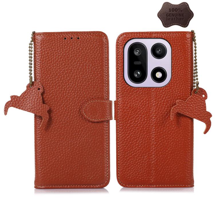 Genuine Leather Litchi Texture RFID Leather Phone Case, For OnePlus Ace 6 Ultra, For OnePlus 15T, For OnePlus 15R 5G/Ace 6/Ace 6T 5G, For OnePlus 15, For OnePlus Ace 5 / 13R 5G, For OnePlus 13