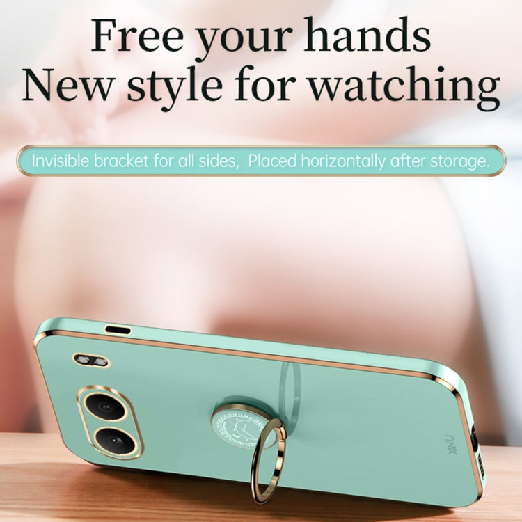 XINLI Straight Edge 6D Electroplate TPU Phone Case with Ring Holder, For OnePlus Nord 4, For OnePlus Ace 3 Pro, For OnePlus Ace 3V