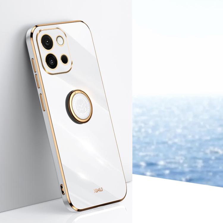 XINLI Straight Edge 6D Electroplate TPU Phone Case with Ring Holder, For OnePlus Ace 5 Racing, For OnePlus 13T, For OnePlus 13