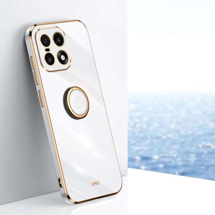XINLI Straight Edge 6D Electroplate TPU Phone Case with Ring Holder, For OnePlus Turbo 6, For OnePlus 15 5G, For OnePlus Ace 5 Ultra