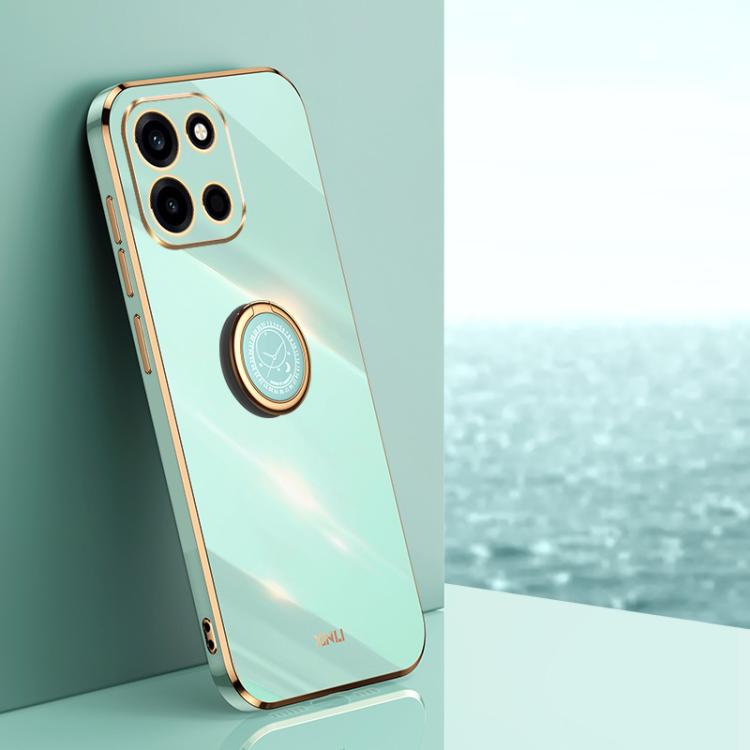 XINLI Straight Edge 6D Electroplate TPU Phone Case with Ring Holder, For OnePlus Turbo 6, For OnePlus 15 5G, For OnePlus Ace 5 Ultra
