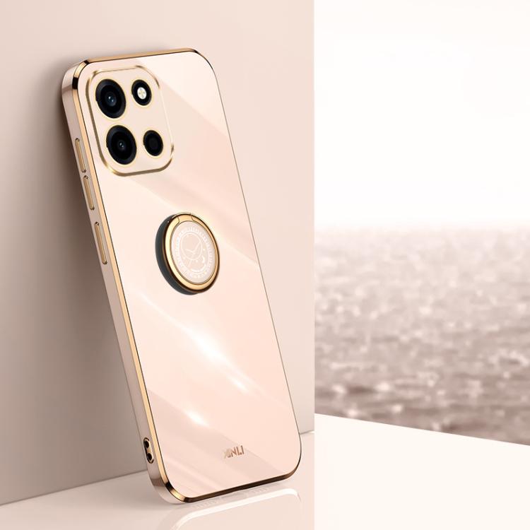 XINLI Straight Edge 6D Electroplate TPU Phone Case with Ring Holder, For OnePlus Turbo 6, For OnePlus 15 5G, For OnePlus Ace 5 Ultra