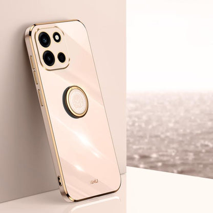 XINLI Straight Edge 6D Electroplate TPU Phone Case with Ring Holder, For OnePlus Turbo 6, For OnePlus 15 5G, For OnePlus Ace 5 Ultra