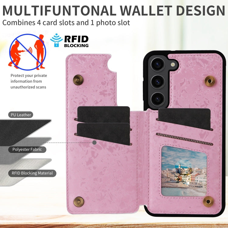 Printed Double Buckle RFID Anti-theft Phone Case, For Samsung Galaxy S23 5G, For Samsung Galaxy S22 Ultra 5G, For Samsung Galaxy S22+ 5G, For Samsung Galaxy S22 5G, For Samsung Galaxy S21 FE 5G, For Samsung Galaxy S21 5G