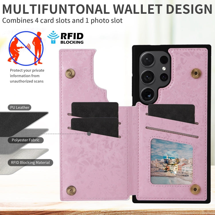 Printed Double Buckle RFID Anti-theft Phone Case, For Samsung Galaxy S24 Ultra 5G, For Samsung Galaxy S24+ 5G, For Samsung Galaxy S24 5G, For Samsung Galaxy S23 FE 5G, For Samsung Galaxy S23 Ultra 5G, For Samsung Galaxy S23+ 5G