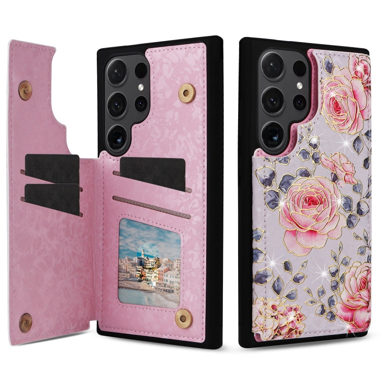 Printed Double Buckle RFID Anti-theft Phone Case, For Samsung Galaxy S24 Ultra 5G, For Samsung Galaxy S24+ 5G, For Samsung Galaxy S24 5G, For Samsung Galaxy S23 FE 5G, For Samsung Galaxy S23 Ultra 5G, For Samsung Galaxy S23+ 5G