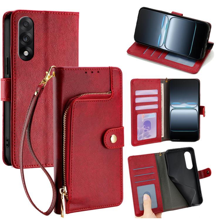 Zipper Bag Leather Phone Case, For OnePlus 15T 5G, For OnePlus Turbo 6 / 6V, For OnePlus Ace 6, For OnePlus 15 5G, For OnePlus Ace 5 Ultra / Nord 5, For OnePlus Ace 5 Racing / Nord CE5