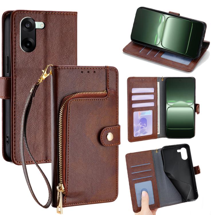 Zipper Bag Leather Phone Case, For OnePlus 15T 5G, For OnePlus Turbo 6 / 6V, For OnePlus Ace 6, For OnePlus 15 5G, For OnePlus Ace 5 Ultra / Nord 5, For OnePlus Ace 5 Racing / Nord CE5