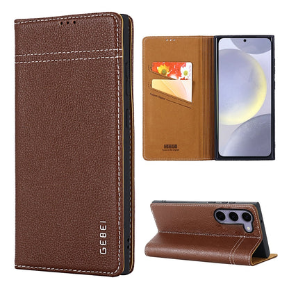 GEBEI Top-grain Horizontal Flip Leather Phone Case, For Galaxy S24 Ultra 5G, For Galaxy S24+ 5G, For Galaxy S24 5G