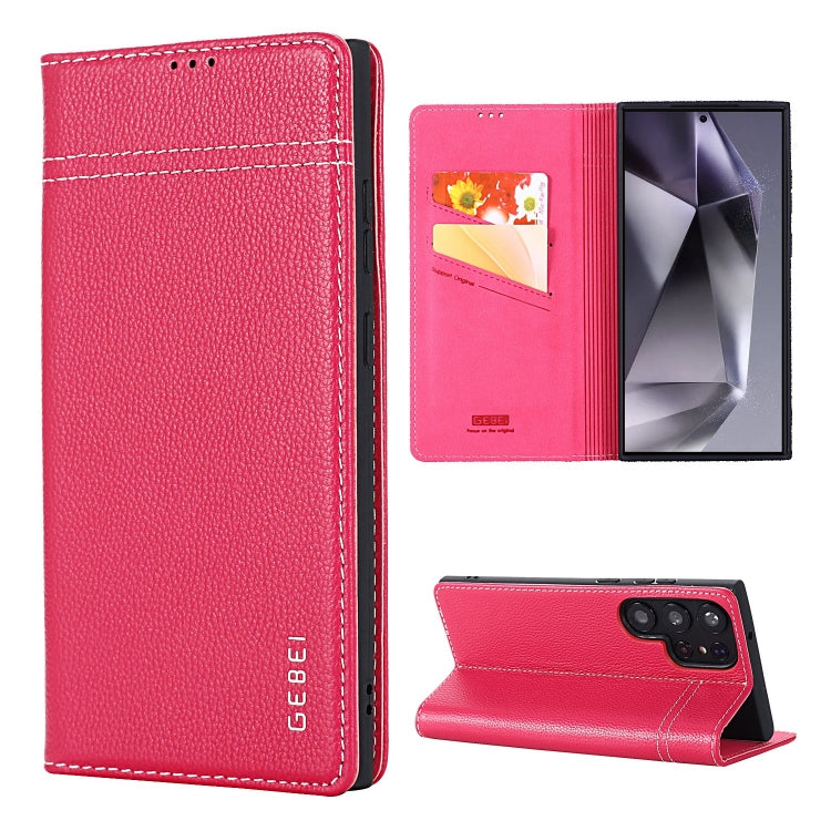 GEBEI Top-grain Horizontal Flip Leather Phone Case, For Galaxy S24 Ultra 5G, For Galaxy S24+ 5G, For Galaxy S24 5G