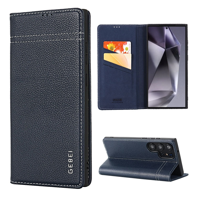 GEBEI Top-grain Horizontal Flip Leather Phone Case, For Galaxy S24 Ultra 5G, For Galaxy S24+ 5G, For Galaxy S24 5G