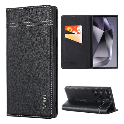 GEBEI Top-grain Horizontal Flip Leather Phone Case, For Galaxy S24 Ultra 5G, For Galaxy S24+ 5G, For Galaxy S24 5G