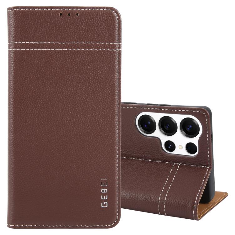 GEBEI Top-grain Horizontal Flip Leather Phone Case, For Galaxy S26+ 5G, For Galaxy S26 Ultra 5G, For Galaxy S26 5G, For Galaxy S25 5G, For Galaxy S25+ 5G, For Galaxy S25 Ultra 5G
