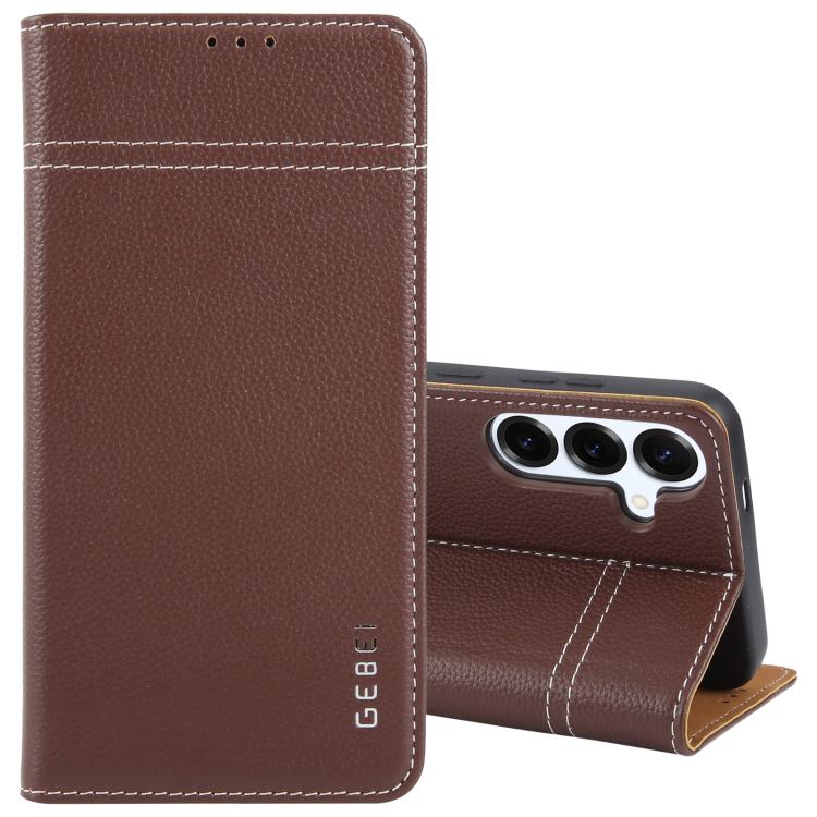 GEBEI Top-grain Horizontal Flip Leather Phone Case, For Galaxy S26+ 5G, For Galaxy S26 Ultra 5G, For Galaxy S26 5G, For Galaxy S25 5G, For Galaxy S25+ 5G, For Galaxy S25 Ultra 5G