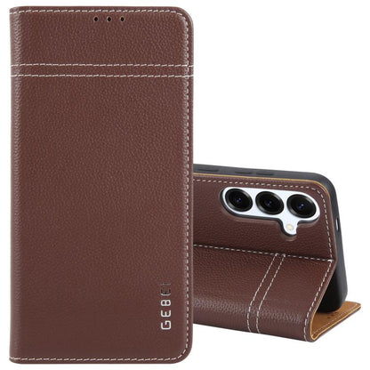 GEBEI Top-grain Horizontal Flip Leather Phone Case, For Galaxy S26+ 5G, For Galaxy S26 Ultra 5G, For Galaxy S26 5G, For Galaxy S25 5G, For Galaxy S25+ 5G, For Galaxy S25 Ultra 5G