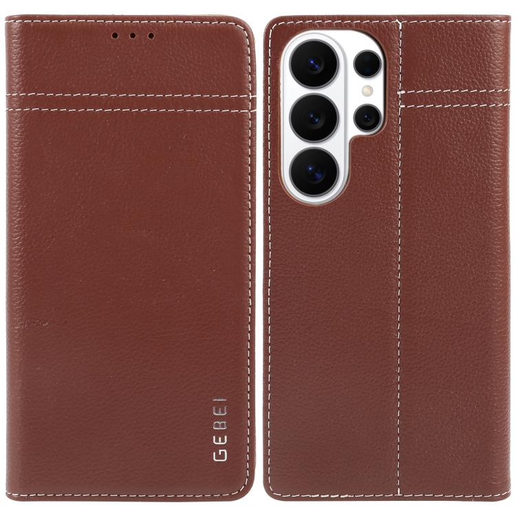 GEBEI Top-grain Horizontal Flip Leather Phone Case, For Galaxy S26+ 5G, For Galaxy S26 Ultra 5G, For Galaxy S26 5G, For Galaxy S25 5G, For Galaxy S25+ 5G, For Galaxy S25 Ultra 5G
