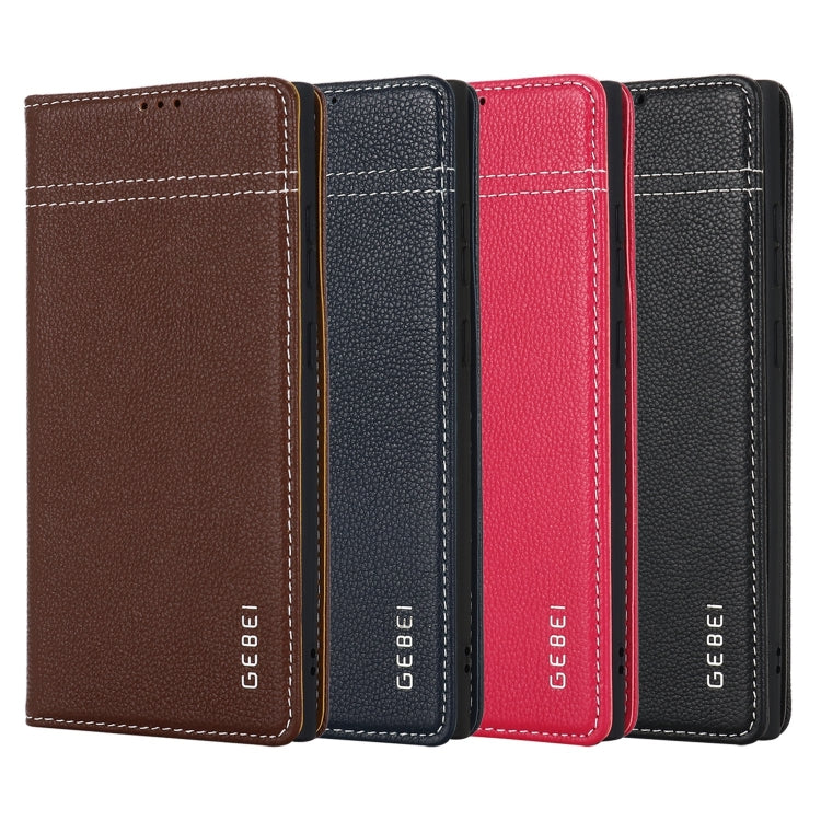 GEBEI Top-grain Horizontal Flip Leather Phone Case, For Galaxy S24 Ultra 5G, For Galaxy S24+ 5G, For Galaxy S24 5G