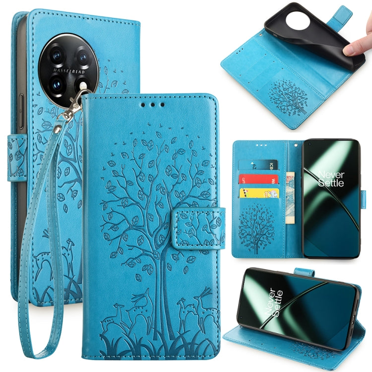 Tree & Deer Embossed Leather Phone Case, For OnePlus Ace 5 Racing, For OnePlus Ace 5 / 5 Pro, For OnePlus 11