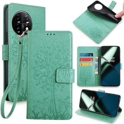 Tree & Deer Embossed Leather Phone Case, For OnePlus Ace 5 Racing, For OnePlus Ace 5 / 5 Pro, For OnePlus 11