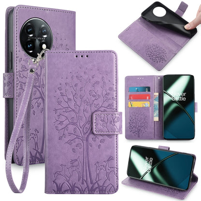 Tree & Deer Embossed Leather Phone Case, For OnePlus Ace 5 Racing, For OnePlus Ace 5 / 5 Pro, For OnePlus 11