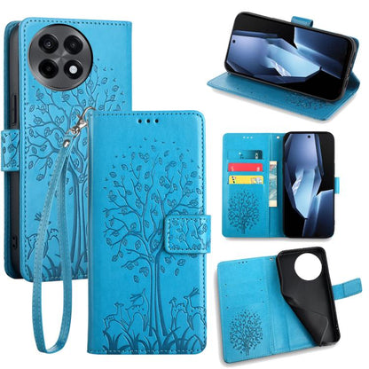 Tree & Deer Embossed Leather Phone Case, For OnePlus Ace 5 Racing, For OnePlus Ace 5 / 5 Pro, For OnePlus 11