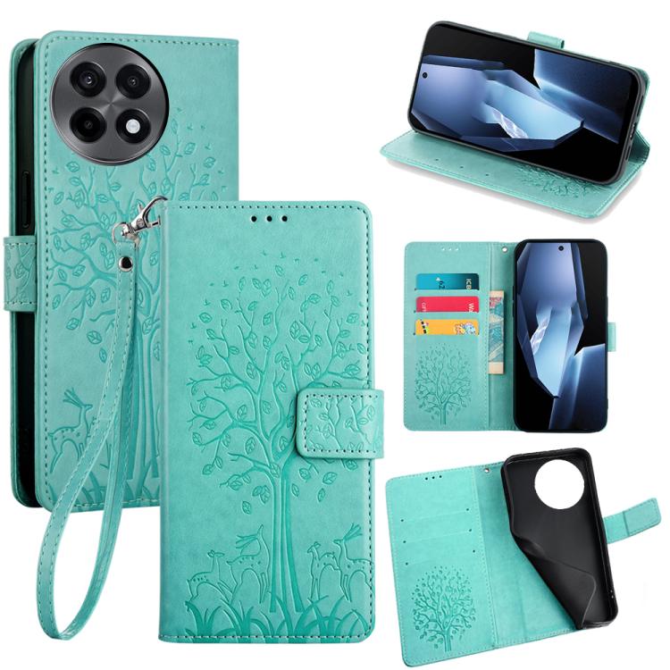 Tree & Deer Embossed Leather Phone Case, For OnePlus Ace 5 Racing, For OnePlus Ace 5 / 5 Pro, For OnePlus 11